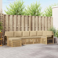 vidaXL Utomhussoffset 7 pcs Vit och Beige