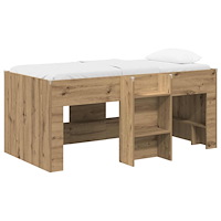 vidaXL Barns hög sängram Artisan-ek 163 x 101,1 x 68,5 cm