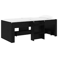 vidaXL Barns hög sängram 2 pcs Svart ek 90 x 190 cm Konstruerat trä