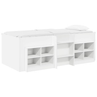 vidaXL Loft sängram med skåp med hylla 3 pcs Vit Konstruerat trä