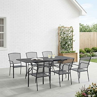 vidaXL Trädgårdsmöbelset 7 pcs Antracit 212 x 90 x 76 cm Nät och Stål