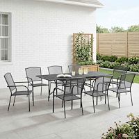 vidaXL Trädgårdsmöbelset 9 pcs Antracit 212 x 90 x 76 cm Nät och Stål