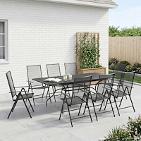 vidaXL Trädgårdsmöbelset 9 pcs Antracit 212 x 90 x 76 cm Nät och Stål