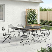 vidaXL Trädgårdsmöbelset 9 pcs Antracit 212 x 90 x 76 cm Nät och stål