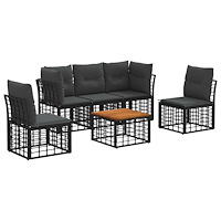 vidaXL Utomhussoffset 6 pcs Svart och Mörkgrå Polyester