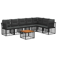 vidaXL Utomhussoffset 8 pcs Svart och Mörkgrå Polyester