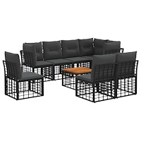 vidaXL Utomhussoffset 9 pcs Svart och Mörkgrå Polyester