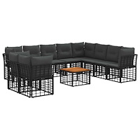 vidaXL Utomhussoffset 11 pcs Svart och Mörkgrå Polyester