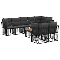 vidaXL Utomhussoffset 9 pcs Svart och Mörkgrå Polyester