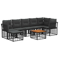 vidaXL Utomhussoffset 8 pcs Svart och Mörkgrå Polyester
