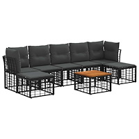 vidaXL Utomhussoffset 8 pcs Svart och Mörkgrå Polyester