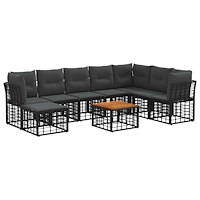 vidaXL Utomhussoffset 9 pcs Svart och Mörkgrå Polyester