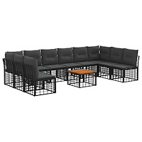 vidaXL Utomhussoffset 11 pcs Svart och Mörkgrå Polyester