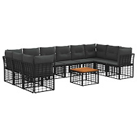 vidaXL Utomhussoffset 11 pcs Svart och Mörkgrå Polyester