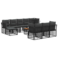 vidaXL Utomhussoffset 11 pcs Svart och Mörkgrå Polyester