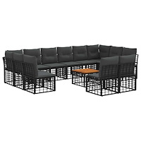 vidaXL Utomhussoffset 13 pcs Svart och Mörkgrå Polyester