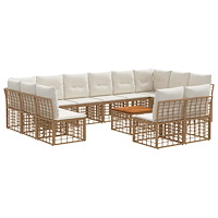 vidaXL Utomhussoffset 13 pcs Naturlig och Creamvit Polyester