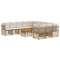 vidaXL Utomhussoffset 12 pcs Naturlig och Creamvit Polyester