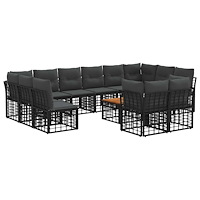 vidaXL Utomhussoffset 13 pcs Svart och Mörkgrå Polyester