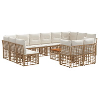 vidaXL Utomhussoffset 13 pcs Naturlig och Creamvit Polyester