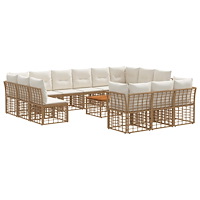 vidaXL Utomhussoffset 14 pcs Naturlig och Creamvit Polyester