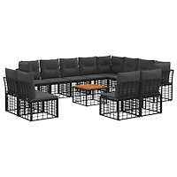 vidaXL Utomhussoffset 13 pcs Svart och Mörkgrå Polyester