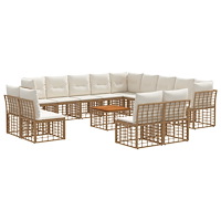 vidaXL Utomhussoffset 14 pcs Naturlig och Creamvit Polyester