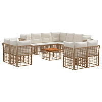 vidaXL Utomhussoffset 12 pcs Naturlig och Creamvit Polyester