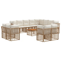 vidaXL Utomhussoffset 13 pcs Naturlig och Creamvit Polyester