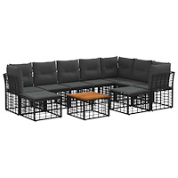 vidaXL Utomhussoffset 10 pcs Svart och Mörkgrå Polyester