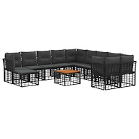 vidaXL Utomhussoffset 12 pcs Svart och Mörkgrå Polyester