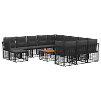 vidaXL Utomhussoffset 13 pcs Svart och Mörkgrå Polyester