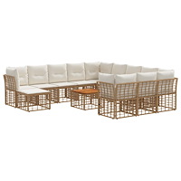 vidaXL Utomhussoffset 13 pcs Naturlig och Creamvit Polyester