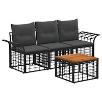 vidaXL Utomhussoffset 4 pcs Svart och Mörkgrå Polyester