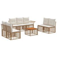 vidaXL Utomhussoffset 8 pcs Naturlig och Creamvit Polyester