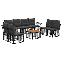 vidaXL Utomhussoffset 9 pcs Svart och Mörkgrå Polyester