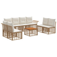 vidaXL Utomhussoffset 9 pcs Naturlig och Creamvit Polyester