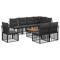 vidaXL Utomhussoffset 9 pcs Svart och Mörkgrå Polyester