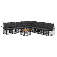 vidaXL Utomhussoffset 10 pcs Svart och Mörkgrå Polyester