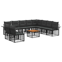vidaXL Utomhussoffset 11 pcs Svart och Mörkgrå Polyester
