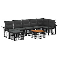 vidaXL Utomhussoffset 8 pcs Svart och Mörkgrå Polyester