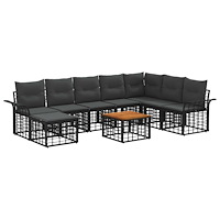 vidaXL Utomhussoffset 9 pcs Svart och Mörkgrå Polyester