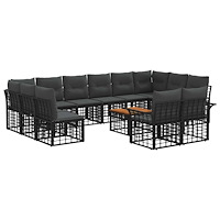 vidaXL Utomhussoffset 13 pcs Svart och Mörkgrå Polyester