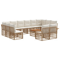 vidaXL Utomhussoffset 13 pcs Naturlig och Creamvit Polyester