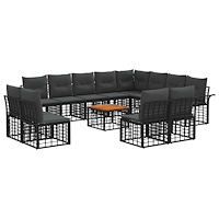 vidaXL Utomhussoffset 13 pcs Svart och Mörkgrå Polyester