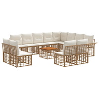 vidaXL Utomhussoffset 13 pcs Naturlig och Creamvit Polyester