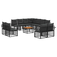 vidaXL Utomhussoffset 12 pcs Svart och Mörkgrå Polyester