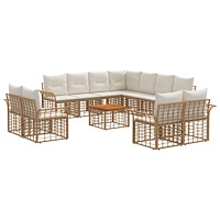 vidaXL Utomhussoffset 12 pcs Naturlig och Creamvit Polyester
