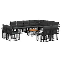 vidaXL Utomhussoffset 13 pcs Svart och Mörkgrå Polyester