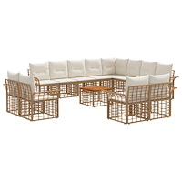 vidaXL Utomhussoffset 13 pcs Naturlig och Creamvit Polyester